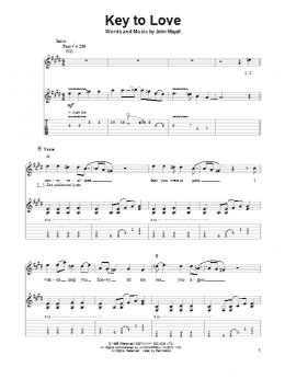 page one of Key To Love (Guitar Tab (Single Guitar))