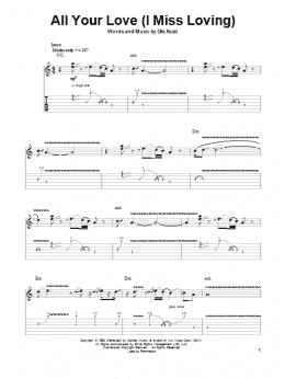 page one of All Your Love (I Miss Loving) (Guitar Tab (Single Guitar))