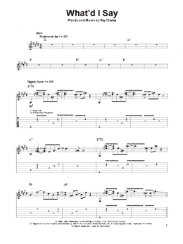 page one of What'd I Say (Guitar Tab (Single Guitar))
