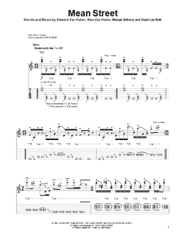 page one of Mean Street (Guitar Tab (Single Guitar))