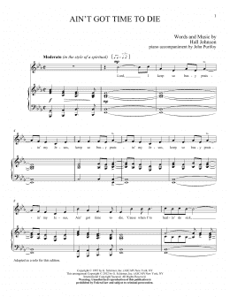 page one of Ain't Got Time to Die (Piano & Vocal)