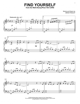 page one of Find Yourself (from Cars) (Piano Solo)