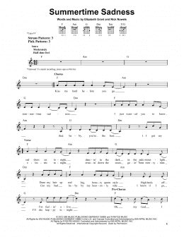 page one of Summertime Sadness (Easy Guitar)