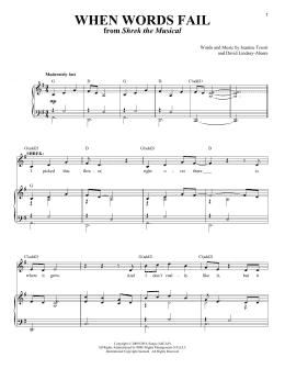 page one of When Words Fail (Piano & Vocal)