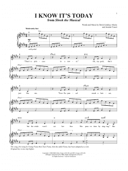 page one of I Know It's Today (Young Fiona and Teen Fiona) (Piano & Vocal)