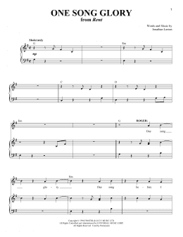 page one of One Song Glory (from Rent) (Piano & Vocal)