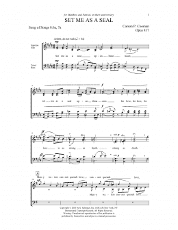 page one of Set Me As a Seal (SATB Choir)