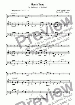 page one of For the Beauty of the Earth - Hymn Tune