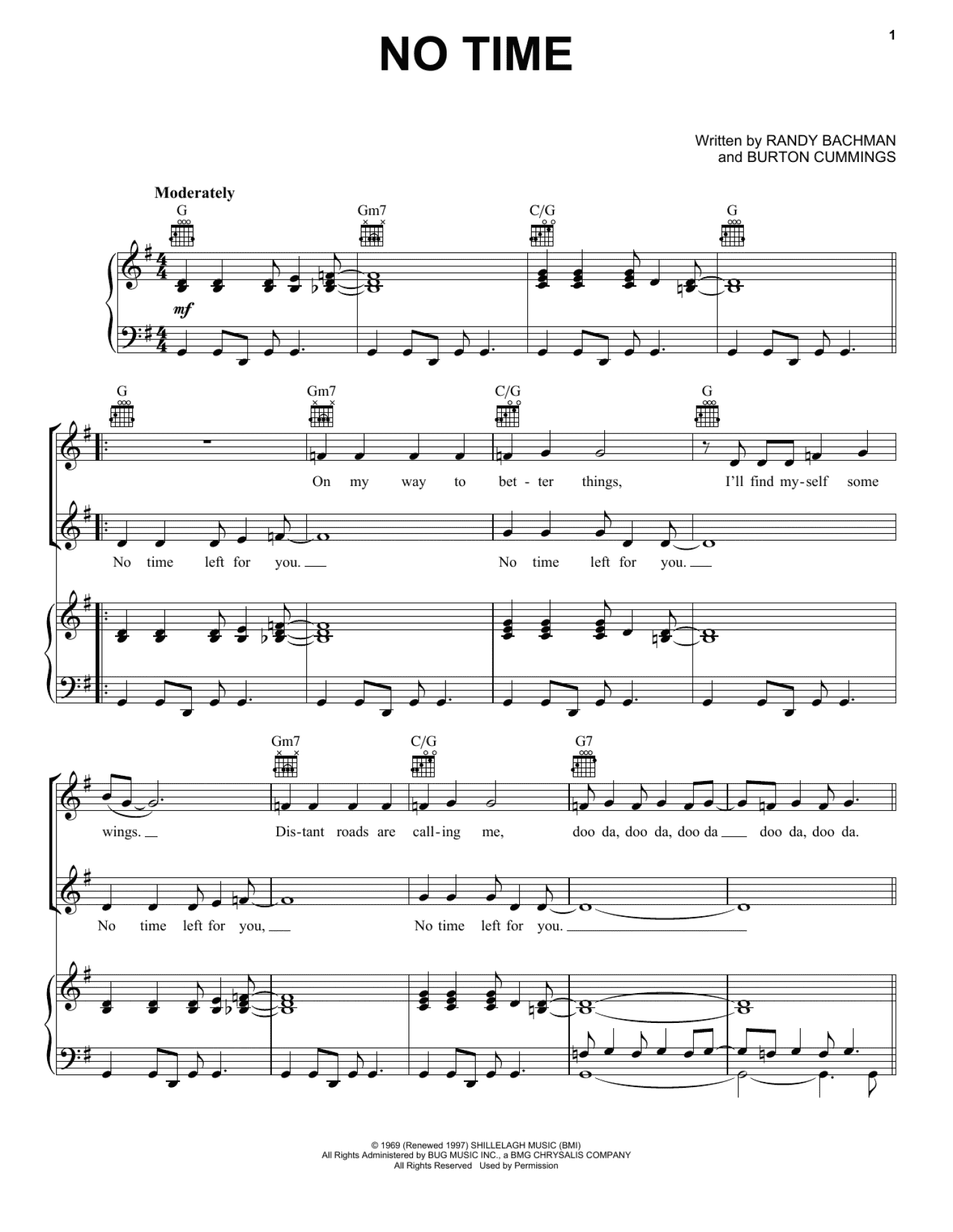 No Time (Piano, Vocal & Guitar Chords (Right-Hand Melody))
