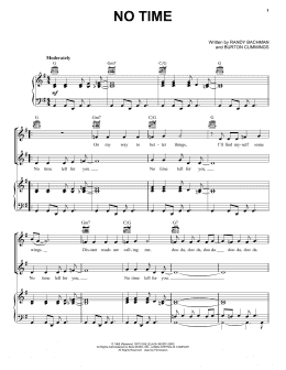 page one of No Time (Piano, Vocal & Guitar Chords (Right-Hand Melody))