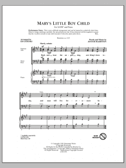 page one of Mary's Little Boy Child (arr. Ed Lojeski) (SATB Choir)