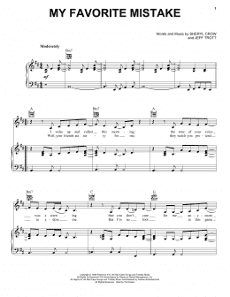 page one of My Favorite Mistake (Piano, Vocal & Guitar Chords (Right-Hand Melody))