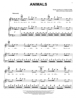 page one of Animals (Piano, Vocal & Guitar Chords (Right-Hand Melody))