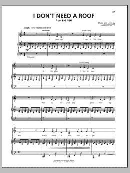 page one of I Don't Need A Roof (Piano, Vocal & Guitar Chords (Right-Hand Melody))
