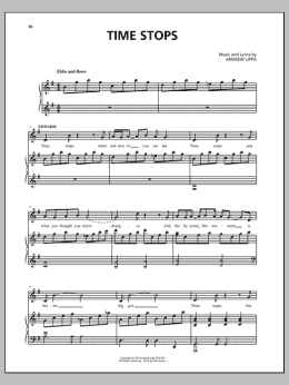 page one of Time Stops (Piano, Vocal & Guitar Chords (Right-Hand Melody))