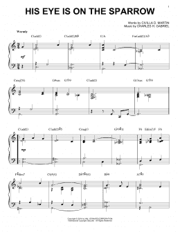 page one of His Eye Is On The Sparrow [Jazz version] (arr. Brent Edstrom) (Piano Solo)