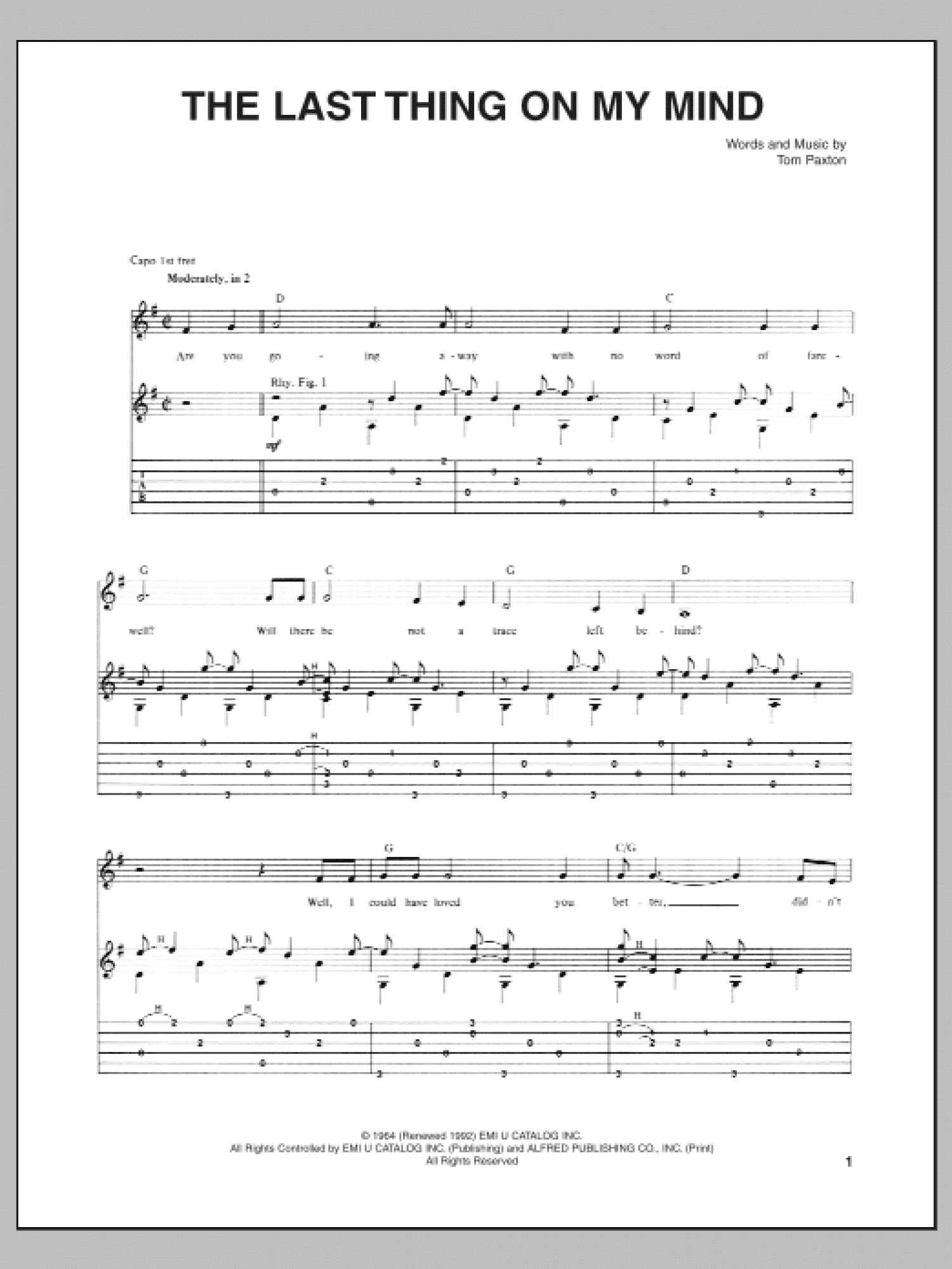 The Last Thing On My Mind (Guitar Tab)