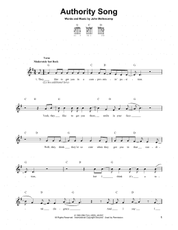 page one of Authority Song (Easy Guitar)
