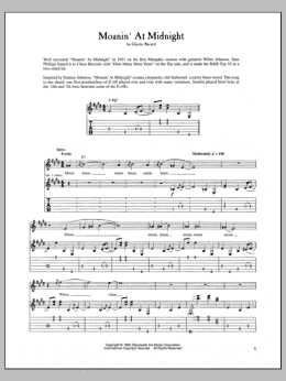 page one of Moanin' At Midnight (Guitar Tab)