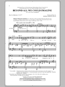 page one of Beyond All We Could Imagine (SATB Choir)