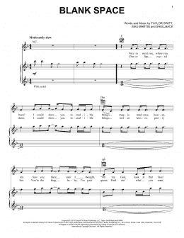 page one of Blank Space (Piano, Vocal & Guitar Chords (Right-Hand Melody))