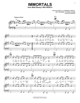 page one of Immortals (Piano, Vocal & Guitar Chords (Right-Hand Melody))