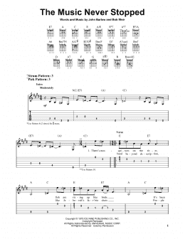 page one of The Music Never Stopped (Easy Guitar Tab)
