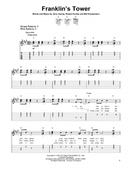 page one of Franklin's Tower (Easy Guitar Tab)