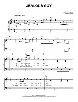 page one of Jealous Guy (Easy Piano)