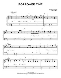 page one of Borrowed Time (Easy Piano)