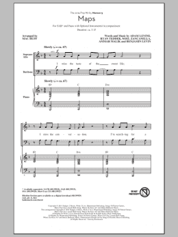 page one of Maps (arr. Mac Huff) (SAB Choir)