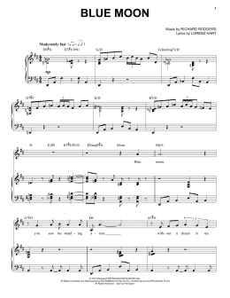 page one of Blue Moon (Piano & Vocal)