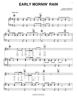 page one of Early Mornin' Rain (Piano, Vocal & Guitar Chords (Right-Hand Melody))