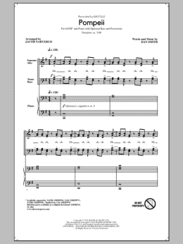 page one of Pompeii (arr. Jacob Narverud) (SATB Choir)