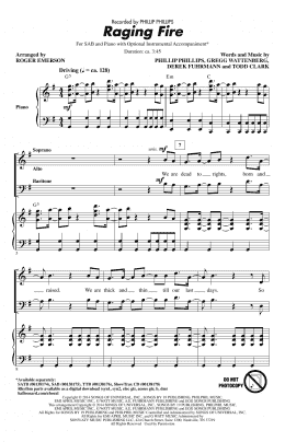 page one of Raging Fire (SAB Choir)