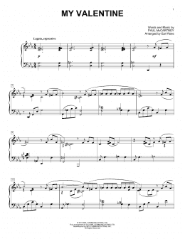 page one of My Valentine (Piano Solo)