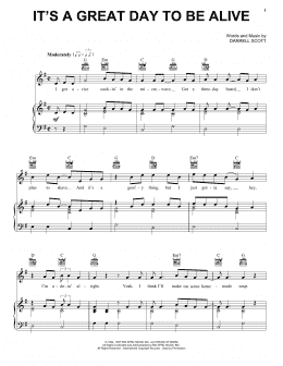 page one of It's A Great Day To Be Alive (Piano, Vocal & Guitar Chords (Right-Hand Melody))