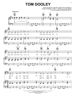 page one of Tom Dooley (Piano, Vocal & Guitar Chords (Right-Hand Melody))
