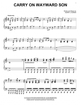 page one of Carry On Wayward Son (Piano Solo)