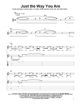page one of Just The Way You Are (Guitar Tab (Single Guitar))
