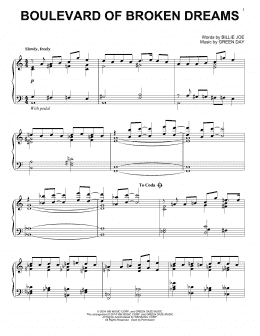page one of Boulevard Of Broken Dreams (Piano Solo)