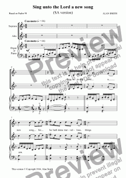 page one of Sing unto the Lord a New Song (SA vesion)