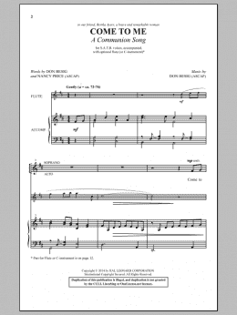 page one of Come To Me (A Communion Song) (SATB Choir)