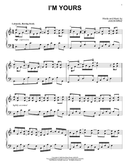 page one of I'm Yours (Piano Solo)