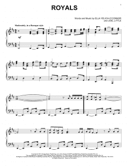 page one of Royals (Piano Solo)