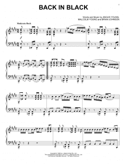 page one of Back In Black (Piano Solo)