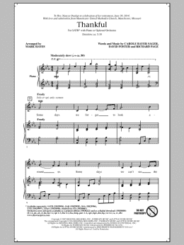 page one of Thankful (arr. Mark Hayes) (SATB Choir)