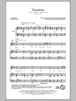 page one of Thankful (arr. Mark Hayes) (SAB Choir)