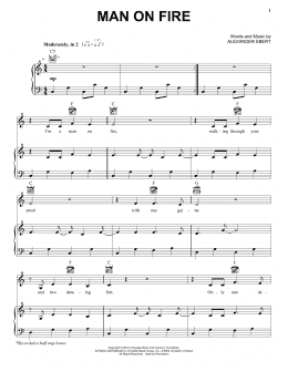 page one of Man On Fire (Piano, Vocal & Guitar Chords (Right-Hand Melody))
