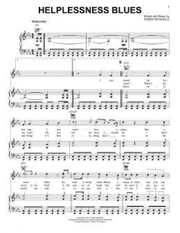 page one of Helplessness Blues (Piano, Vocal & Guitar Chords (Right-Hand Melody))